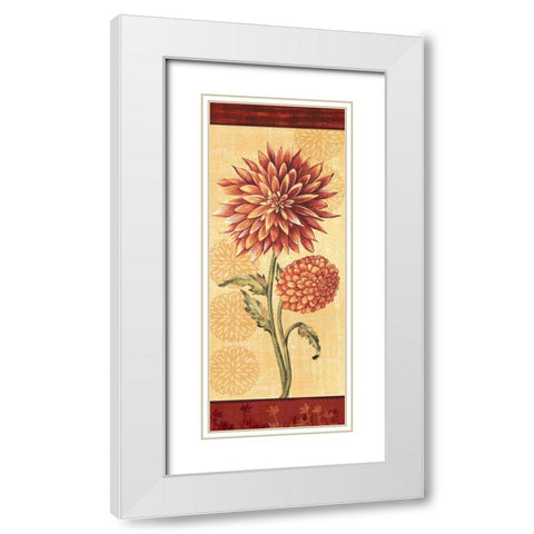 Dahlia II White Modern Wood Framed Art Print with Double Matting by Audrey, Charlene