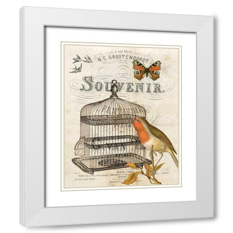 Music Bird II White Modern Wood Framed Art Print with Double Matting by Babbitt, Gwendolyn