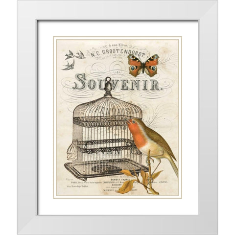 Music Bird II White Modern Wood Framed Art Print with Double Matting by Babbitt, Gwendolyn