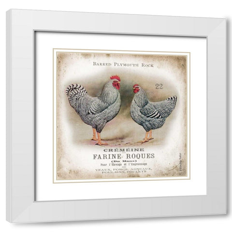 Chicken Pair II White Modern Wood Framed Art Print with Double Matting by Babbitt, Gwendolyn