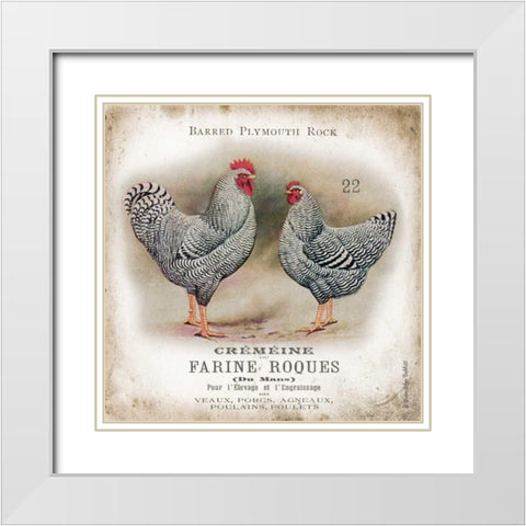 Chicken Pair II White Modern Wood Framed Art Print with Double Matting by Babbitt, Gwendolyn