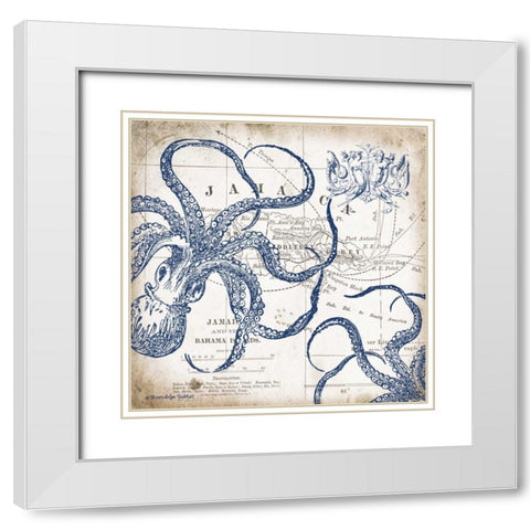 Octopi II White Modern Wood Framed Art Print with Double Matting by Babbitt, Gwendolyn