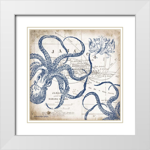 Octopi II White Modern Wood Framed Art Print with Double Matting by Babbitt, Gwendolyn