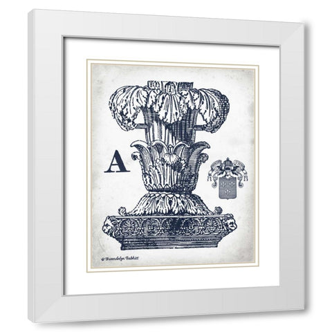 Indigo Column A White Modern Wood Framed Art Print with Double Matting by Babbitt, Gwendolyn