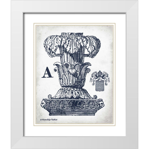 Indigo Column A White Modern Wood Framed Art Print with Double Matting by Babbitt, Gwendolyn