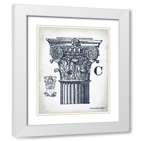 Indigo Column C White Modern Wood Framed Art Print with Double Matting by Babbitt, Gwendolyn
