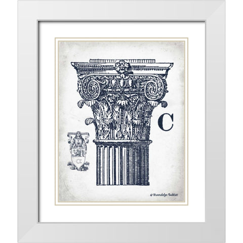 Indigo Column C White Modern Wood Framed Art Print with Double Matting by Babbitt, Gwendolyn
