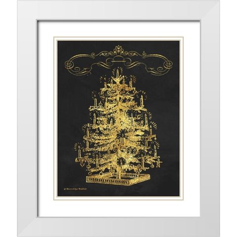 Gold Tree I White Modern Wood Framed Art Print with Double Matting by Babbitt, Gwendolyn