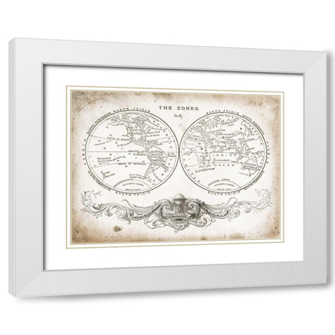 Zone World Map I White Modern Wood Framed Art Print with Double Matting by Babbit, Gwendolyn