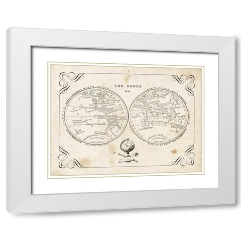 Zone World Map II White Modern Wood Framed Art Print with Double Matting by Babbit, Gwendolyn