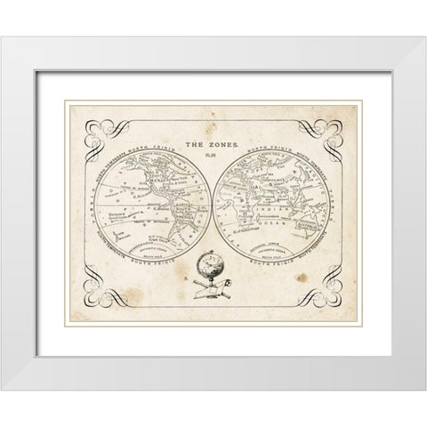 Zone World Map II White Modern Wood Framed Art Print with Double Matting by Babbit, Gwendolyn