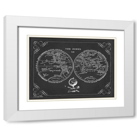 Zone World Map III White Modern Wood Framed Art Print with Double Matting by Babbit, Gwendolyn