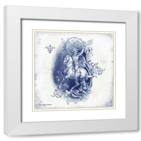 Horse and Man Indigo White Modern Wood Framed Art Print with Double Matting by Babbitt, Gwendolyn