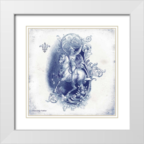 Horse and Man Indigo White Modern Wood Framed Art Print with Double Matting by Babbitt, Gwendolyn