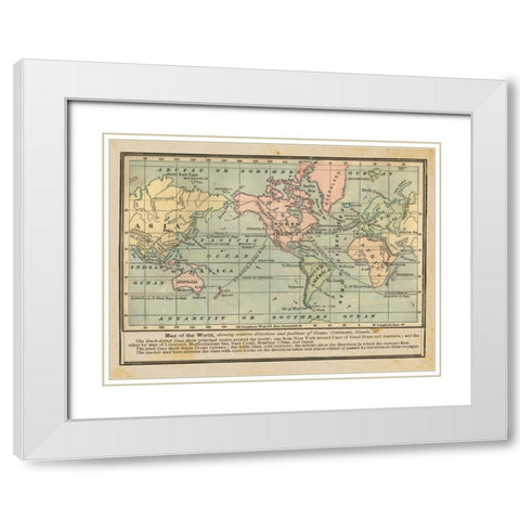 World Map I White Modern Wood Framed Art Print with Double Matting by Babbit, Gwendolyn