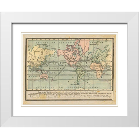 World Map I White Modern Wood Framed Art Print with Double Matting by Babbit, Gwendolyn