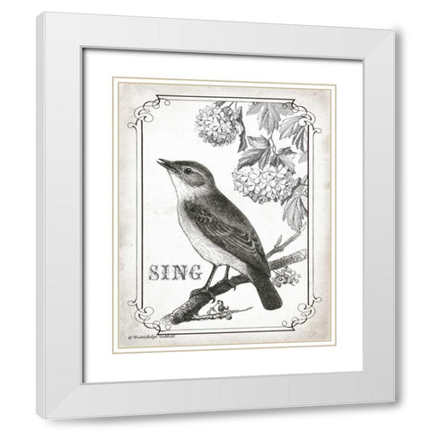 Bird Sing White Modern Wood Framed Art Print with Double Matting by Babbitt, Gwendolyn