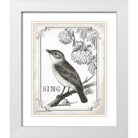 Bird Sing White Modern Wood Framed Art Print with Double Matting by Babbitt, Gwendolyn