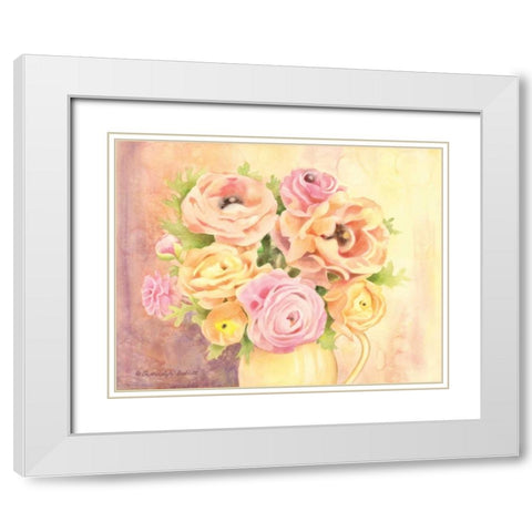 Rose Bouquet White Modern Wood Framed Art Print with Double Matting by Babbitt, Gwendolyn