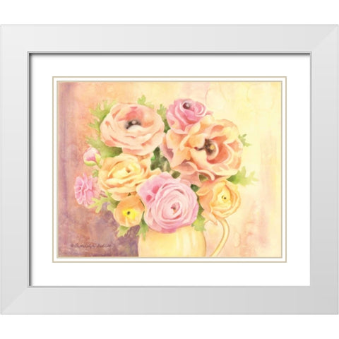 Rose Bouquet White Modern Wood Framed Art Print with Double Matting by Babbitt, Gwendolyn