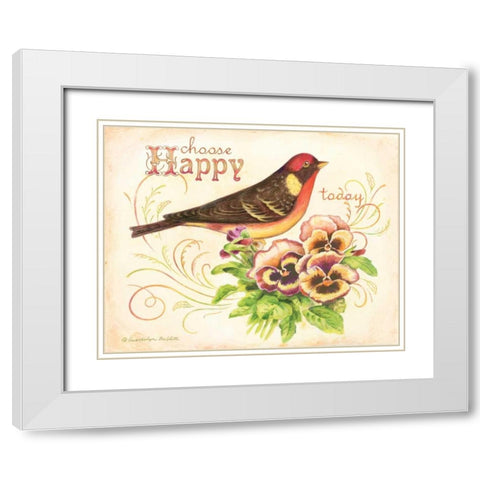 Bird Happy White Modern Wood Framed Art Print with Double Matting by Babbitt, Gwendolyn
