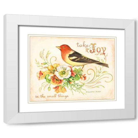 Bird Joy White Modern Wood Framed Art Print with Double Matting by Babbitt, Gwendolyn