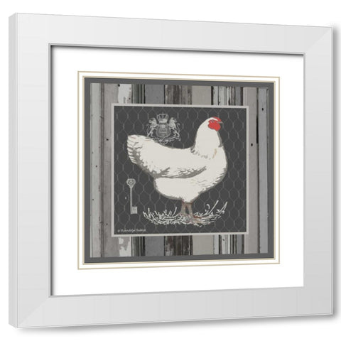 White Hen White Modern Wood Framed Art Print with Double Matting by Babbit, Gwendolyn