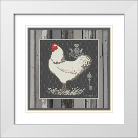 White Rooster White Modern Wood Framed Art Print with Double Matting by Babbit, Gwendolyn