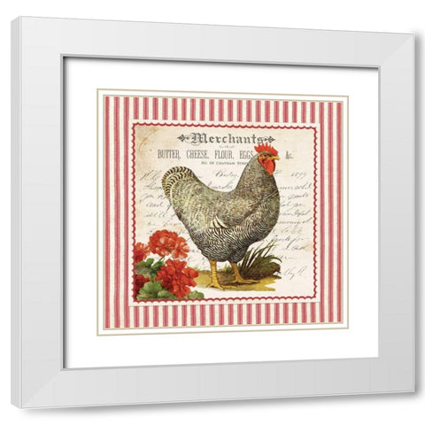 French Rooster White Modern Wood Framed Art Print with Double Matting by Babbitt, Gwendolyn