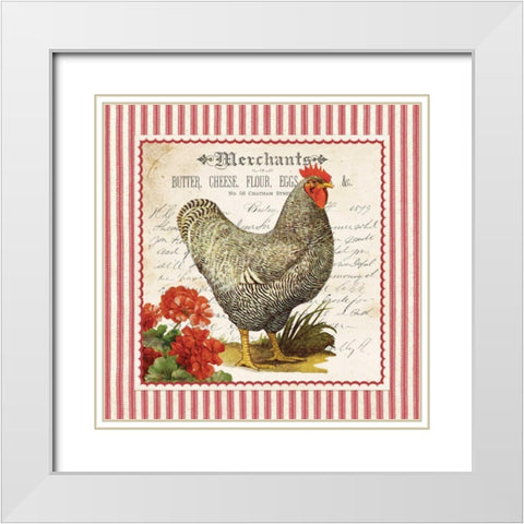 French Rooster White Modern Wood Framed Art Print with Double Matting by Babbitt, Gwendolyn