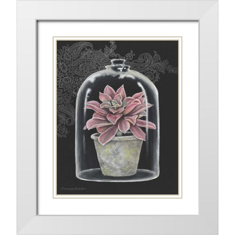 Succulent in Cloche III White Modern Wood Framed Art Print with Double Matting by Babbitt, Gwendolyn