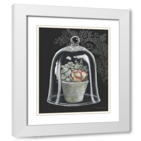 Succulent in Cloche IV White Modern Wood Framed Art Print with Double Matting by Babbitt, Gwendolyn