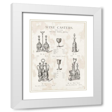 Wine Casters White Modern Wood Framed Art Print with Double Matting by Babbitt, Gwendolyn