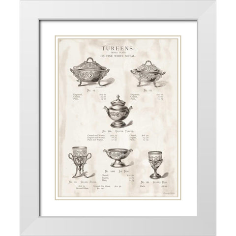 Tureens White Modern Wood Framed Art Print with Double Matting by Babbitt, Gwendolyn