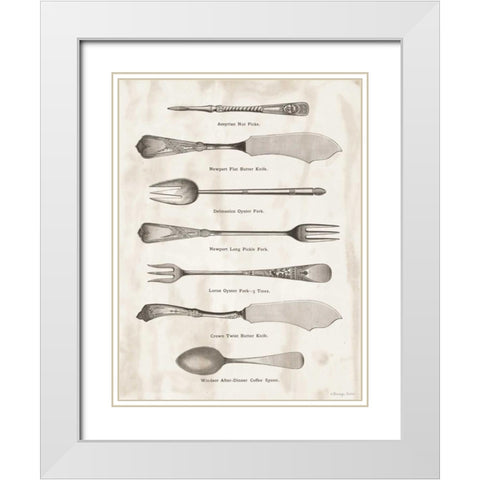 Serving Utensils II White Modern Wood Framed Art Print with Double Matting by Babbitt, Gwendolyn