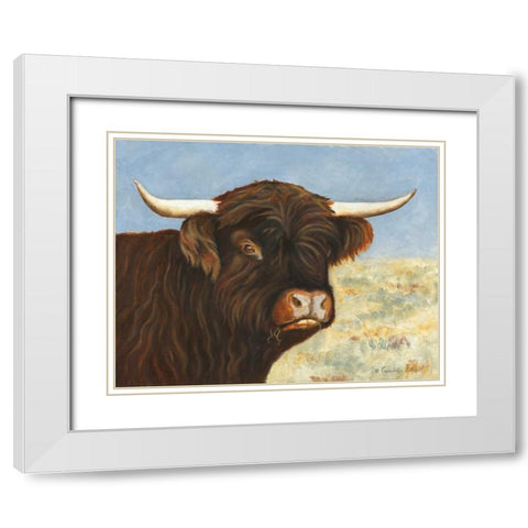 Highland Cow White Modern Wood Framed Art Print with Double Matting by Babbitt, Gwendolyn
