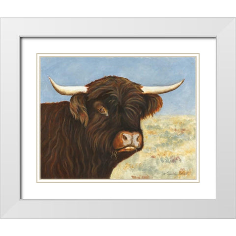 Highland Cow White Modern Wood Framed Art Print with Double Matting by Babbitt, Gwendolyn