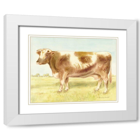 Cow White Modern Wood Framed Art Print with Double Matting by Babbitt, Gwendolyn
