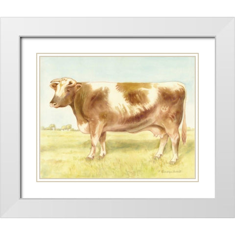 Cow White Modern Wood Framed Art Print with Double Matting by Babbitt, Gwendolyn