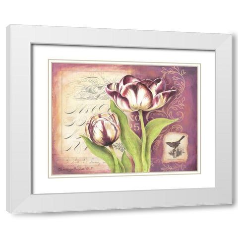 Tulip Collage I White Modern Wood Framed Art Print with Double Matting by Babbitt, Gwendolyn