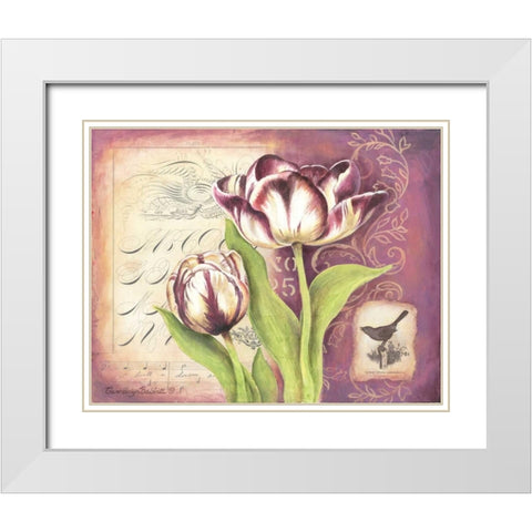 Tulip Collage I White Modern Wood Framed Art Print with Double Matting by Babbitt, Gwendolyn