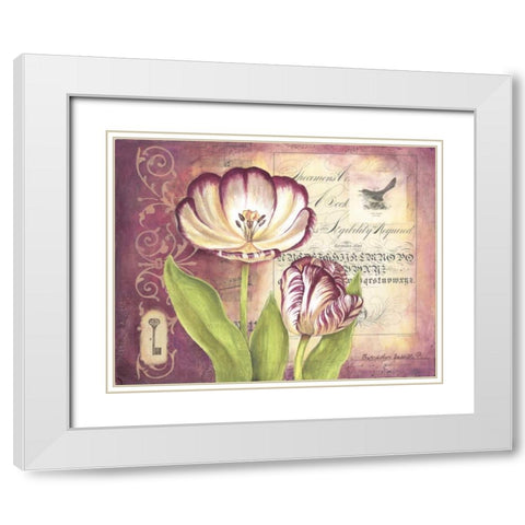Tulip Collage II White Modern Wood Framed Art Print with Double Matting by Babbitt, Gwendolyn