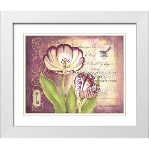 Tulip Collage II White Modern Wood Framed Art Print with Double Matting by Babbitt, Gwendolyn
