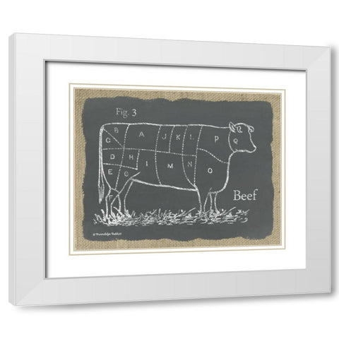 Cow on Burlap White Modern Wood Framed Art Print with Double Matting by Babbitt, Gwendolyn