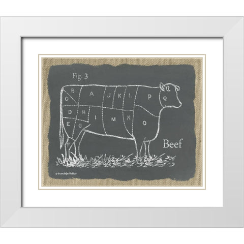 Cow on Burlap White Modern Wood Framed Art Print with Double Matting by Babbitt, Gwendolyn