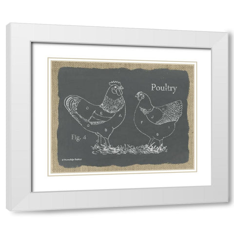 Poultry on Burlap White Modern Wood Framed Art Print with Double Matting by Babbitt, Gwendolyn