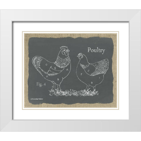 Poultry on Burlap White Modern Wood Framed Art Print with Double Matting by Babbitt, Gwendolyn