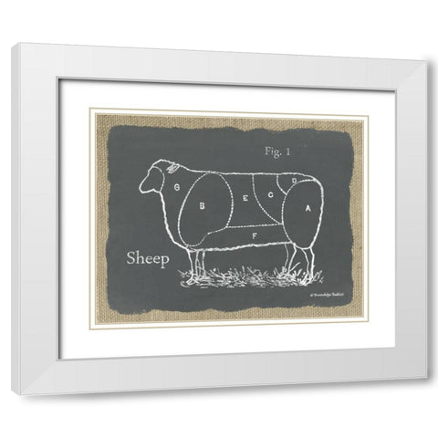 Sheep on Burlap White Modern Wood Framed Art Print with Double Matting by Babbitt, Gwendolyn