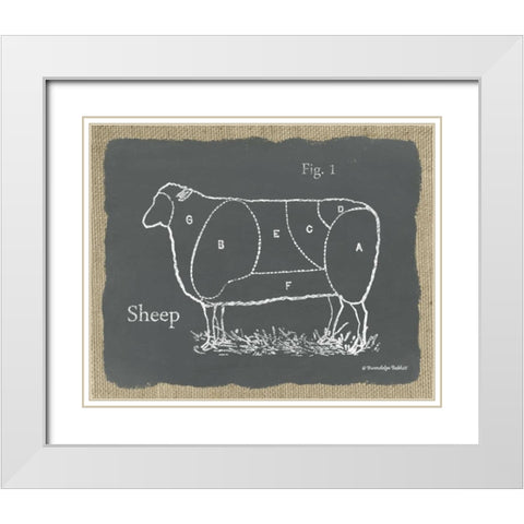 Sheep on Burlap White Modern Wood Framed Art Print with Double Matting by Babbitt, Gwendolyn