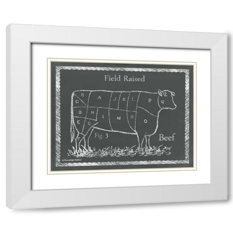 Sectioned Cow White Modern Wood Framed Art Print with Double Matting by Babbitt, Gwendolyn